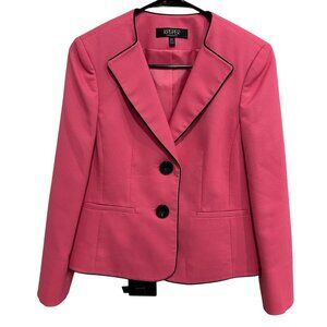Kasper Double Button Blazer Jacket Pink Black Sz 6 Petite Formal Office Wear